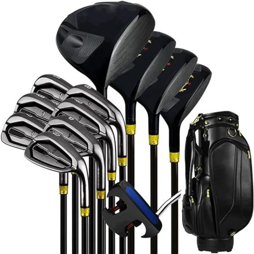 Golfklubbor herrset, med 1 trä, 3 trä, 5 trä, lövträ, 7 järn, putter, golfväska, herr högerhand paket med 12