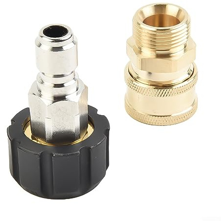 FUBESK 2 acopladores de lavadora a presión M22 de 15 mm a 1/4 pulgadas, juego de adaptadores de lavadora a presión, adaptadores de accesorios giratorios de conexión rápida, juego de conexión rápida