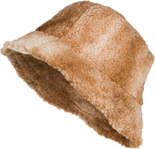 styleBREAKER Damen Fischerhut in Teddyfell im Ombré Look, Warmer Bucket Hat Herbst Winter, Farbverlauf Muster Bunt 04025038, Farbe:Braun-Beige
