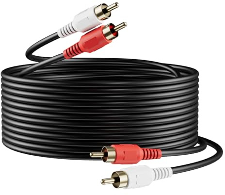 Sjorks RCA Cable 100ft,2RCA Male to 2RCA Male,Audio Stereo Subwoofer Cable [Hi-Fi Sound] Auxiliary Audio Cord for Home Theater, HDTV, Amplifiers, Hi-Fi Systems,Speakers and etc