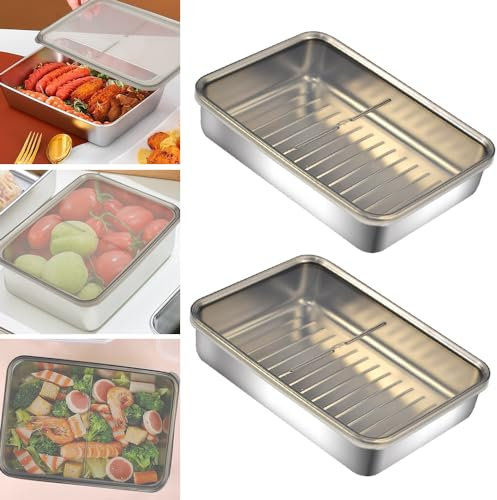 MININUSI 2 Stück Aufschnittdose, 800ml Frischhaltedosen mit Deckel, Wiederverwendbar Kühlschrank Organizer, Wurstbox Kühlschrank, Aufschnittboxen Stapelbar, Frischhaltedose, Fleischbehälter mit Deckel