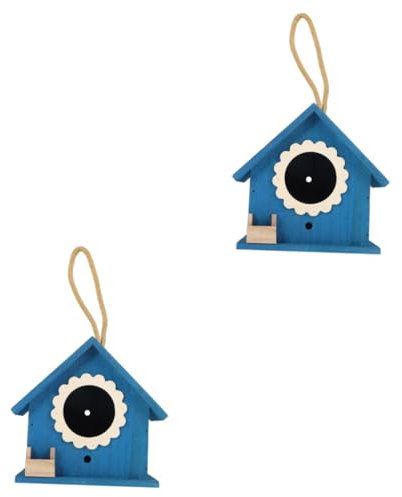Kisangel 2pcs Hanging Birdhouse Kit for Boys and Girls Decorative Bird Feeder Wooden Bird Nest Sturdy Rope Outdoor Decoration