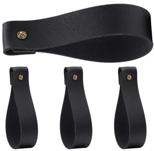 Warmhm 4 Stück Leder-Wandhaken Lederbandhaken Wandmontage Lederhaken Wandaufhängeband Leder-Gardinenstangenhalter Für Handtuch Badezimmer Küche