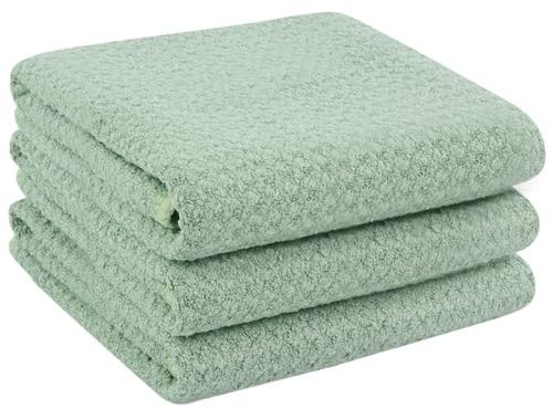 VIVOTE Microfaser Geschirrtücher Grün Dicke Küchentücher 40x56 cm, 3 Stück | Waschbar Spültuch, Waffelgewebe Handtuch, Super Saugfähig Geschirrhandtücher Fusselfrei, Dicke Haushalts Putzlappen