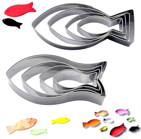 Fisch Ausstecher 8 Stück Ausstecher Ausstechformen Keks Schimmel Set Fisch Edelstahl Keksausstecher Cookie Cutter Backen DIY Kuchen, für Kinder Festival Zubehör
