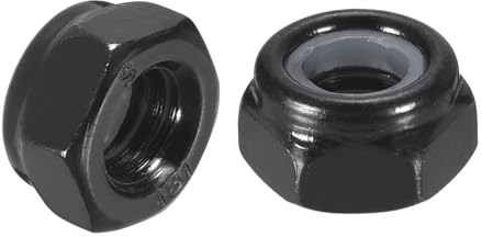sourcing map 35Pcs M6 x 1 Nylon Insert Hex Lock Nuts, Carbon Steel Self-Locking Nylon Insert Stop Nut for Industrial Construction Fasteners, Black&Black