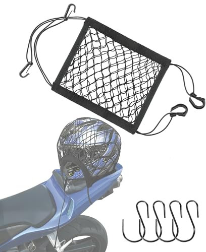 Flaconi Motorcycle Cargo Net,Small Cargo Net,Bike Cargo Net,Motorcycle Bungee Cargo Net,Cargo Net for Motorcycle Helmet Storage,Motorcycle Luggage Net with 4 Hooks,Suitable for Motorcycle Bike Trailer