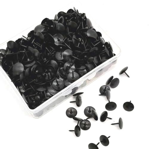 Wisafory 400 Stück Reißzwecken Metall Heftzwecken Thumb Tacks mit Kunststoff Box Reißnägel Stecknadeln Rundkopf Pins Polsternägel Pinnadeln Türnagel für Büro Fotos Landkarte Schwarz