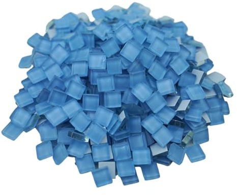 Yuvori 0,5 kg quadratische Kristallmosaikfliesen 1 cm DIY für Badezimmer, Wohnzimmer, Küche, Balkon (Himmelblau)