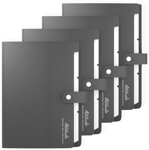 Smarpau 4 Stück Fächermappe a4, Dokumentenmappe mit 12 Erweiterbar Tasche | Kapazität Aktenordner mit Druckknopf und Etiketten für Büro Hause Schule Datei Organizer,Mappen Ordnersystem