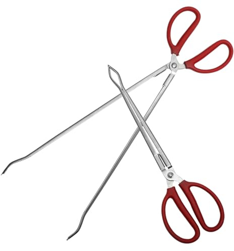 BEBEMOKO Pinzas Para Basura Curvas 38cm y 51cm 2 Piezas, Herramienta De Agarre Larga De Alta Resistencia Para Anguila y Cangrejo, Accesorio Útil Para Exteriores, Camping y Limpieza Doméstica