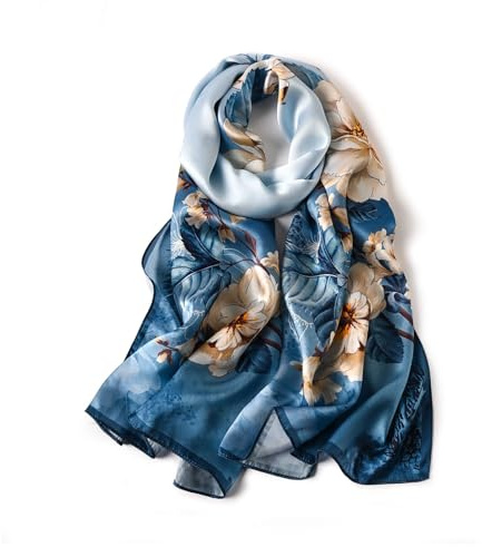 STORY OF SHANGHAI Foulard Donna Seta di 100% Seta, Stola Elegante Cerimonia Chiffon Leggera, Sciarpa Primaverile con Fantasia Colori, Adatto a molteplici occasioni
