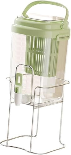 Dispensador de agua de cubo de hielo de verano con filtro, gran capacidad de 2 litros, espiga a prueba de fugas, portátil para acampar al aire libre, jarra infusora de frutas (sin BPA) (verde)