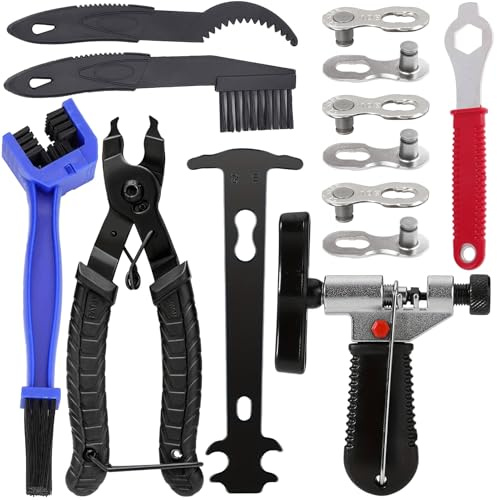 Forbabe Kettennieter Fahrrad, Fahrradkette Werkzeug, Ketten Prüfer, | Kettenschloss Zange, Kettenentferner Fahrradkette Reparatur Set mit 3 Paar Fahrradketten Nietwerkzeug für 6-10 Fach