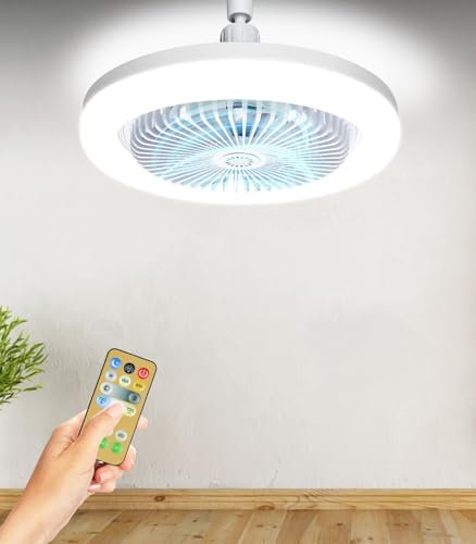 Ceiling Fans with Lights and Remote, Small Fan Light Ceiling for Bedroom, Dimmable, Timer, E27 Bulb Fixture, Upgrade Your Comfort with Quiet 3 Speed Fan Lights