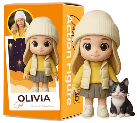 VEELU Custom Action Figure Personalized 3D Mini Figurine Design Your Own Ultra HD Resin Collectible Statue for Dad Mom Couple Gift on Father's Day Mother's Day Birthday Anniversary Christmas Weddings