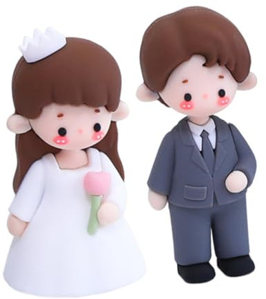 MUCKLILY 2 Pezzi Decorazioni per Torte Nuziali Statuine Sposi Unici per Matrimonio e Addobbi Romantici per Cerimonie Fidanzamento Toppers per Torte Divertenti