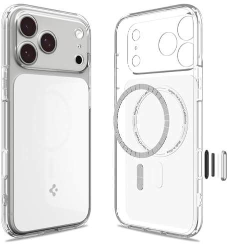 Spigen Ultra Hybrid T MagFit Case for iPhone 17 Pro Max, MagSafe Compatible Clear Phone Cover [Anti-Yellowing] [Military-Grade Drop Protection] - Glossy White