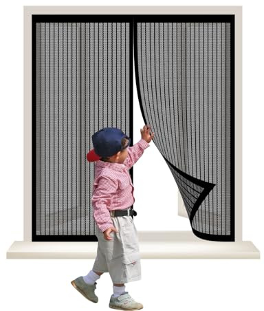 Zanzariera Magnetica per Porte 68 x 70 cm Porta Magnetica Facile da Installare Senza Fori Tende Zanzariere con Calamita per Finestre Balcone, Nero