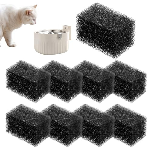 LXUEJIE 9 Stück Schwammfilter für Katzenbrunnen, Quadratischer filterschwamm Katze Trinkbrunnen Schwamm Schaum Filter Katzenbrunnen Filter