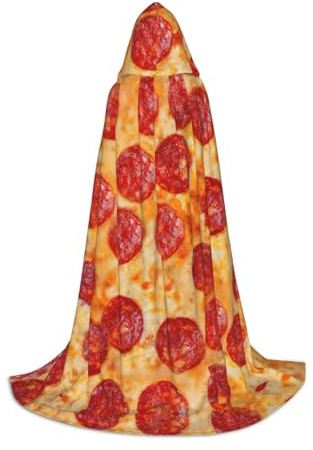 YQTGBCED 3d Pizza Pepperoni Print Hooded Cloak For Halloween,Renaissance Style,Perfect For Role Play And Parties