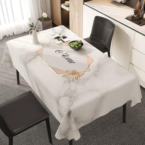 Fansu Mantel Hule Exterior Jardin Impermeable, Manteles Antimanchas Rectangular Estilo Mármol Mantel Mesa Plastico PVC para Fiesta Cumpleaños Picnic Cocina Comedor (Rosa,120x180cm)