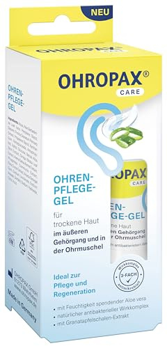 OHROPAX Ohren-Pflege-Gel - 15 ml Feuchtigkeitsspendendes Ohrengel | Regenerierende Pflege mit Aloe Vera und Granatapfel für trockene Ohren - ideal für In-Ear Kopfhörer und Hörgeräte-Nutzer