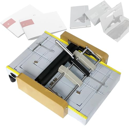 VFMVOYNZ Plieuse-relieuse électrique, plieuse-relieuse, relieuse de livres, agrafeuse-plieuse pour brochures A3, reliure automatique à piqûre à cheval et agrafeuse plate(Yellow)