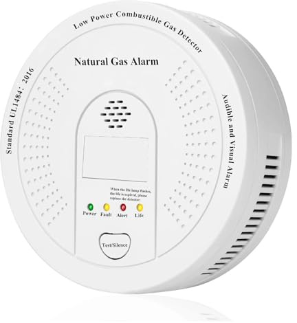 Détecteur de gaz, Détecteur de gaz Naturel CH4, Alarme Combustible et méthane alimentée par Batterie avec indicateur Lumineux sonore, capteur Surveillance pour Le Travail et la Maison