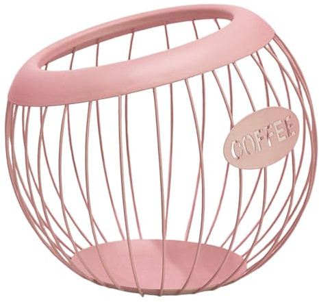 Llazsybz Coffee Pod Holder Soporte de Cápsulas de Café Canasta Organizadora Recipiente Decorativo Hecho en Hierro Adecuado para Hotel Cocina Cafetería, Rosa, tal como se describe