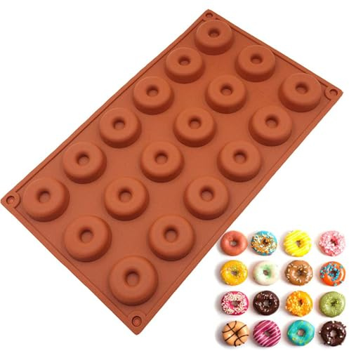 Générique Stampo in silicone a 18 cavità per ciambelle, muffin, cioccolato e budino, 29,3 x 17 cm