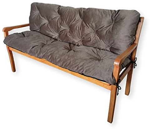 4L Textil - Cojín acolchado para banco de jardín, balancín o sofá-palé, fácil de limpiar, para asiento y respaldo, 120 x 60 x 50 cm, color marrón