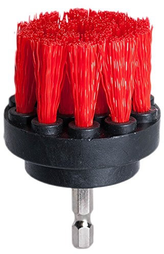 DUOSHIDA Brosse de nettoyage rigide alimentée par perceuse de 5,1 cm de diamètre pour surfaces de salle de bain, carrelage et joints, taches d'eau dure, rouille (rouge)