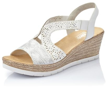 Rieker Mujer Sandalias 61916, señora Sandalias con Plataforma,Zapato de Verano,cómodo,Suela Gruesa,Blanco (Weiss / 80),41 EU / 7.5 UK