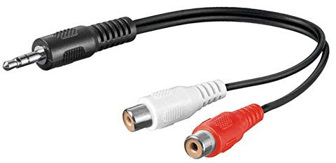 PremiumCord Cable Jack a RCA Y 0.2m, Conector Jack 3.5mm a 2X RCA Toma RCA, Jack a RCA, Audio Estéreo, para Cámara Digital, TV, Celulares, MP3, HiFi, Color Negro
