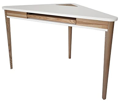 RAGABA ASHME Tangentbordsutdrag hörnskrivbord, trä, vit, 114 x 85 x 75