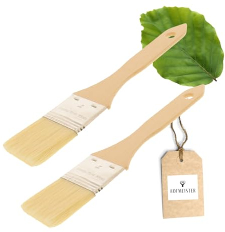 2X HOFMEISTER® Haushaltspinsel, flach, 22,5 x 4,9 cm, aus Buchenholz, Backpinsel mit Naturborste, 100% Made in Germany, Breite: 2 Zoll