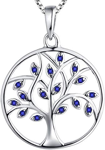 YL Collana albero della vita Collana con ciondolo albero genealogico in argento 925 per donna (Blu Spinello)