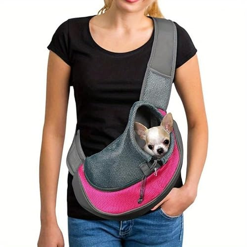 Tragetuch Klein Hund Tragetasche Welpen Umhängetasche Haustier Transporttasche mit Verstellbar Schultergurt Hundetragebeutel Mesh Hundetrage Outdoor Katzentrage Kleintiere Hundetragetuch