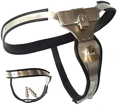 ZWBHSH Keuschheitsgürtel Frau, mit Vaginalplug und Anal Plug Edelstahl Chastity Cage SM Bondage Fetisch Unsichtbar Keuschheitskäfig Keuscheitsguertel ​für Party Frauen Sex Spielzeu,100/110 cm