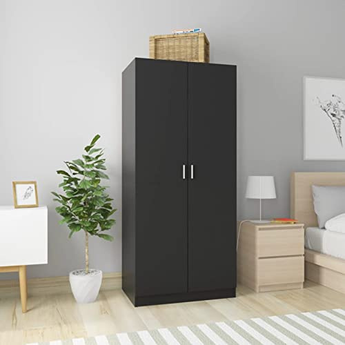 ZEYUAN Armadio,Armadio Camera da Letto,Armadio Salvaspazio,Armadio Guardaroba,Armadio di Stoccaggio,Armadio Nero 80x52x180 cm in Truciolato