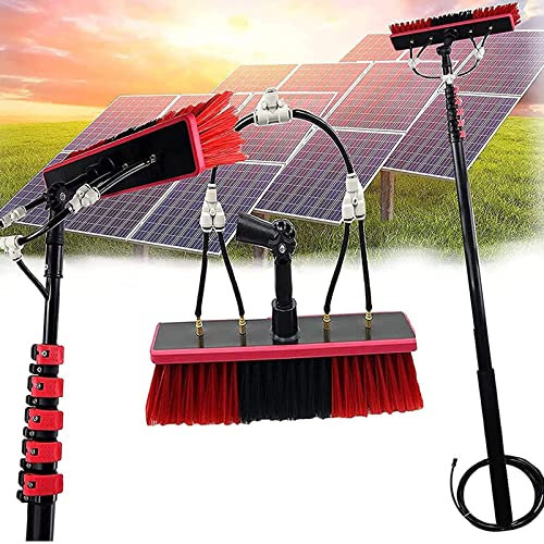 GIZMIT 12-39ft Water Fed Pole Extension Kit, Outdoor Window Cleaner Brush, Solar Panel Water Spray Cleaning Brush, Multi-lever Connection Possible Water Fed,19FT/6M