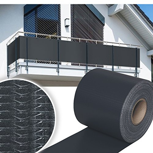 Ansobea Bandes brise-vue en PVC 70 m x 19 cm pour tapis double maçonnerie - 60 clips de fixation - Bandes brise-vue - Clôture de jardin - Anthracite