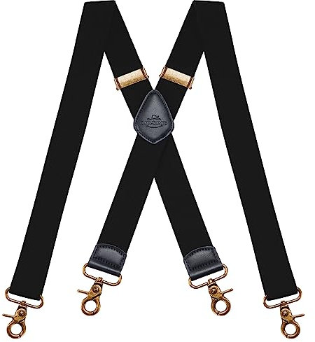 Dresime Hosenträger für Herren mit 4 starken Haken-Clips, X Form elastisch einstellbar Hosenträger für Männer und Damen Arbeitshosen Stark Motorradhose Overalls Jeans