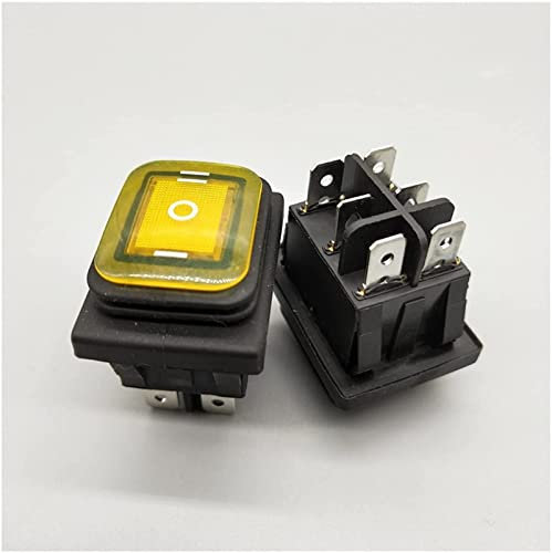Interrupteur à bascule 1 pièces Kcd4-203 20A/250VAC 30x22 interrupteur à bascule étanche 6 broches DPDT on Off on 12V 220V rouge vert lumière LED interrupteur à bascule ( Color : Gelb , Size : 220V )