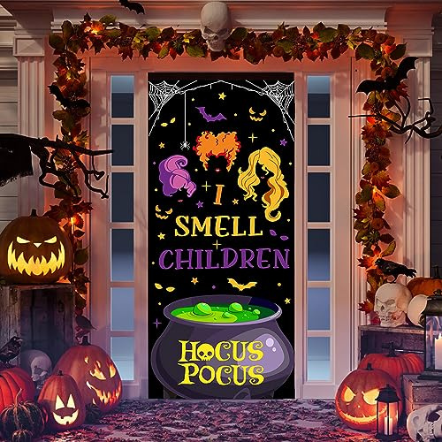 IMISHM Hocus Pocus Dekorationen Halloween Türdekorationen Hocus Pocus Türabdeckungen Halloween Türabdeckungen für Hocus Pocus Party Dekorationen