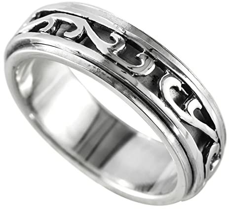Dsnyu Ring 925 Silber Herren, Wedding Ring Drehring Silber Größe 68 (21.6) Cool Modeschmuck Komfort Fit