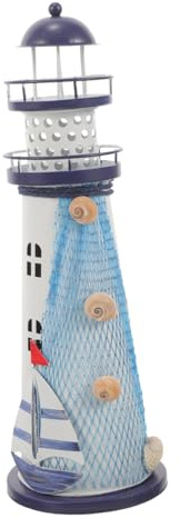 Housoutil Lámpara de LED de Hierro Decoración Mediterránea Figura de Mini Luz de Escritorio Náutica de Mesa Decoración para Dormitorio y Sala sin Batería