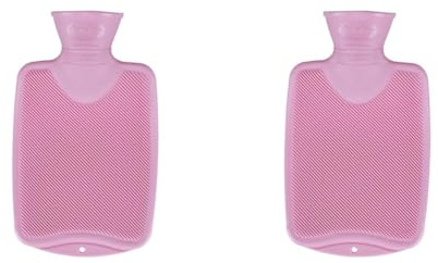 Fashy 6442 Wärmflasche ~ Thermoplast- Wärmeflasche Halblamelle, geruchsneutral, recyclingfähig, robust und langlebig, fugenloser, schmaler Flaschenhals ~ 0,8 Liter, rosa (Packung mit 2)