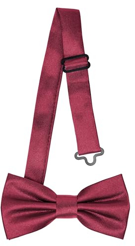 Laddheid barn pojkar fluga – förbunden, justerbart band, glänsande design, perfekt för bröllop, födelsedag, skolstart – hållbar och snygg storlek 10 cm x 5 cm BKS, Vinröd, 10cm x 5cm